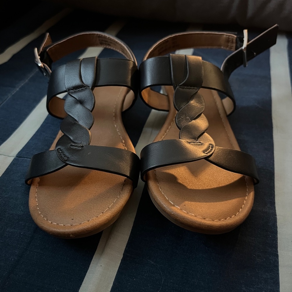 Wonder Nation Black Braided Sandals